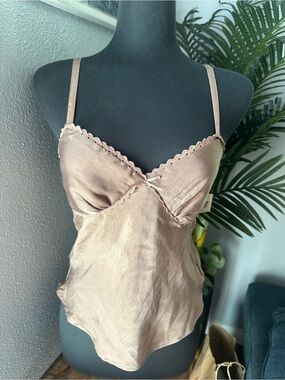 No Boundaries Satin-Look Nude Crop Cami
